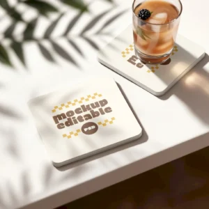 Customizable Coaster Mockup for Restaurants & Cafés (PSD)