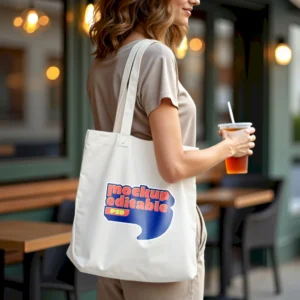 FREE Lifestyle Tote Bag Mockup Worn by Model for Merch & Branding (PSD)