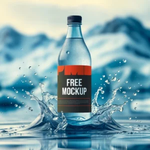 Realistic Bottle Mockup with Water Splash Effect (PSD)